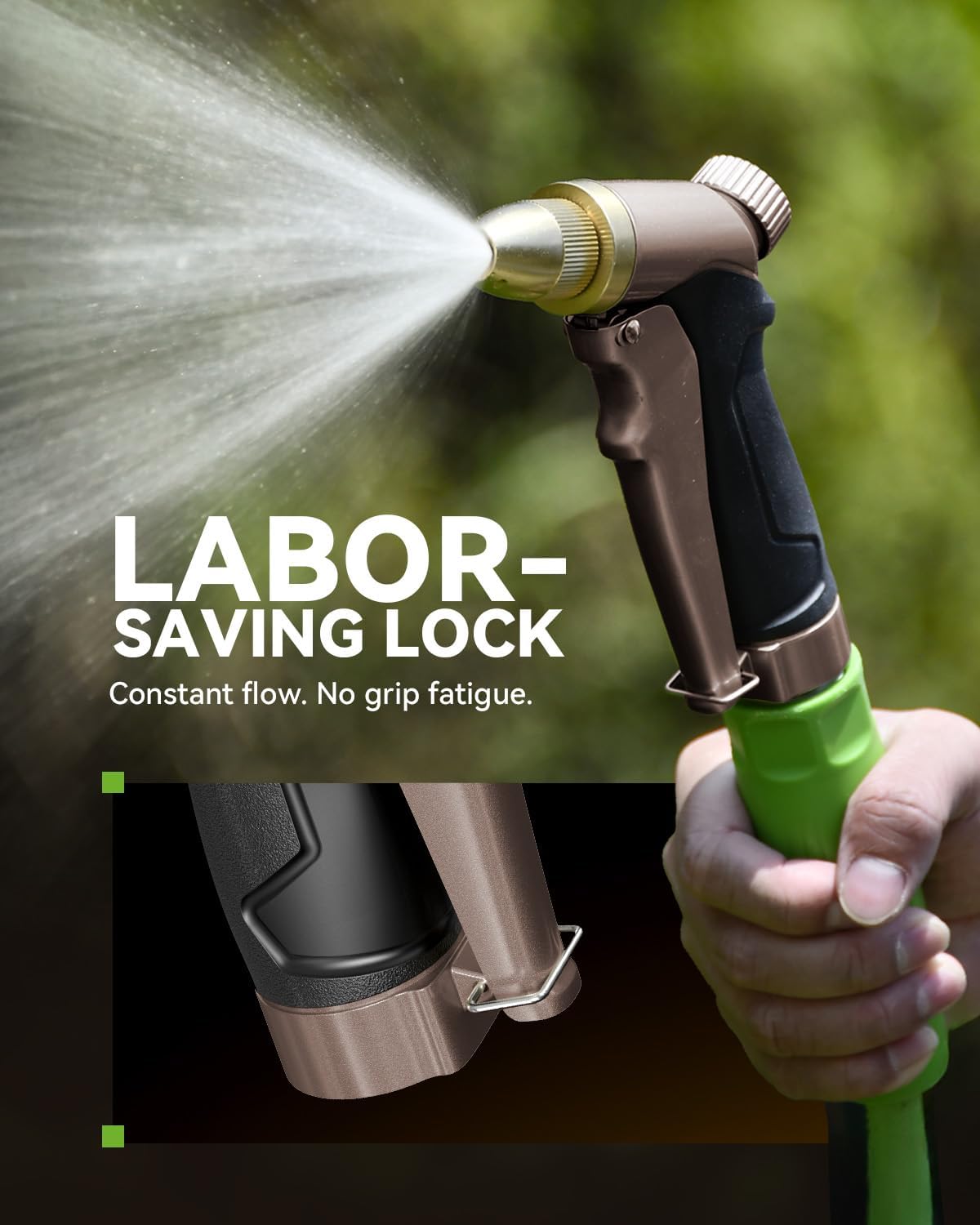 RAINPOINT Garden Hose Nozzle, 100% Heavy Duty Metal Hose Sprayer, High Pressure Water Hose Nozzle with Adjustable Spray Patterns and Flow Control for Watering Plants, Car Washing, Pet Washing, Gold
