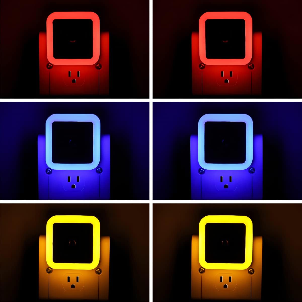 6 Pack Blue LED Night Light Plug in, Dusk to Dawn Sensor Automatic On and Off, Energy Efficient, Soft Glow Kids, Nursery, Bedroom, Bathroom, Hallway, Stairs, Kitchen