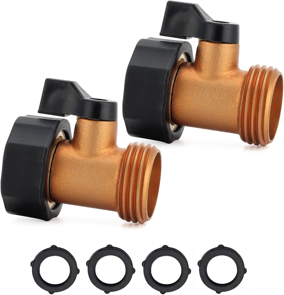 A30008-D Brass Hose Y Connector Brass Garden Hose Adapter, Garden Hose Splitter 2 Way Heavy Duty, Hose Bib Splitter with 2 Extra Rubber Washers-2PACK