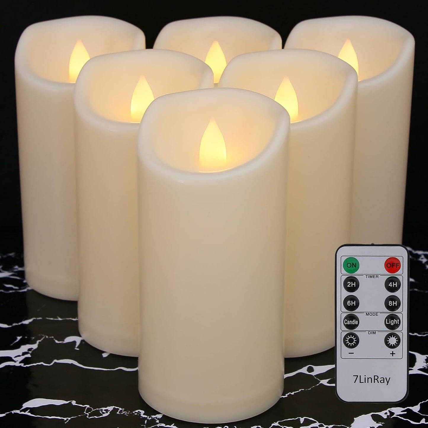 Flameless Flickering Candles with Remote and Timers, 1000 Hours Waterproof Outdoor Indoor Battery Operated LED Pillar Candles, Ivory Plastic, Set of 3(D 3" x H 4" 5" 6")