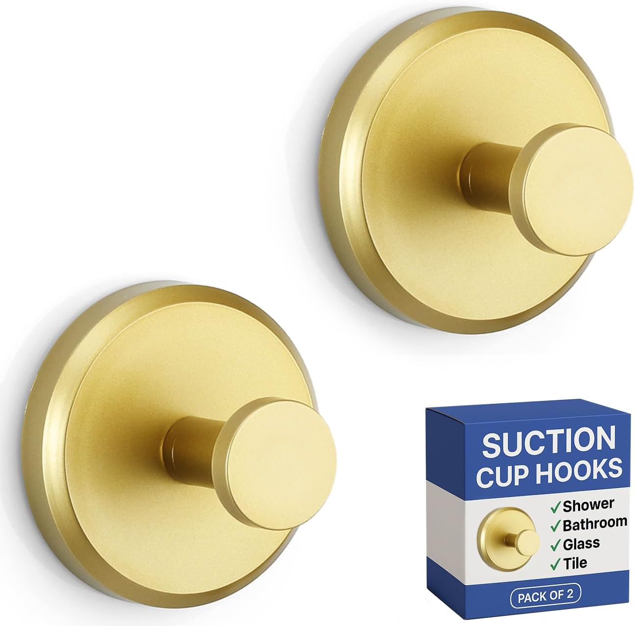 HOME SO Suction Cup Hooks for Shower & Bathroom Towel Holder 2-Pack – Suction Cups Hooks for Hanging Towels, Robes, & Coats - Tiles, Glass Door or Mirror – Shower Hooks & Towel Hooks Organizer - Black