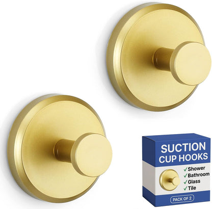 HOME SO Suction Cup Hooks for Shower & Bathroom Towel Holder 2-Pack – Suction Cups Hooks for Hanging Towels, Robes, & Coats - Tiles, Glass Door or Mirror – Shower Hooks & Towel Hooks Organizer - Black
