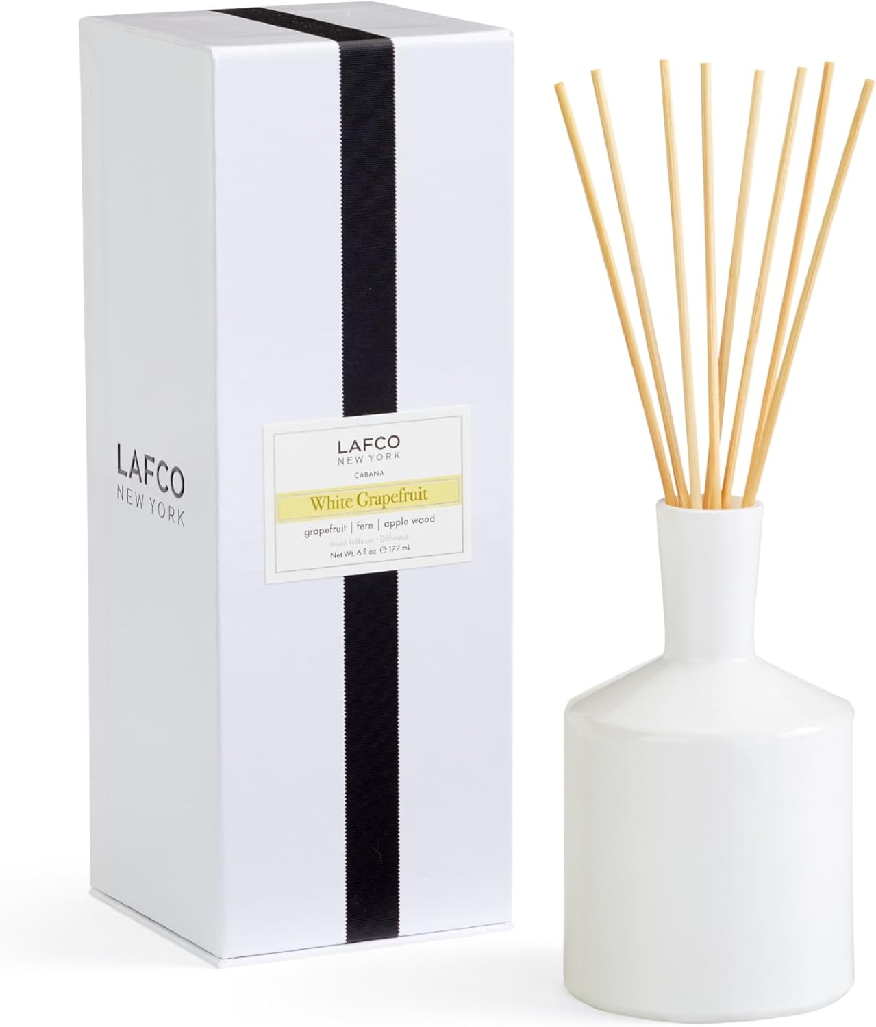 LAFCO New York Classic Reed Diffuser, Sea & Dune - 6 oz - Up to 3 Months Fragrance Life - Reusable Glass Vessel - Natural Wood Reeds - Made in The USA