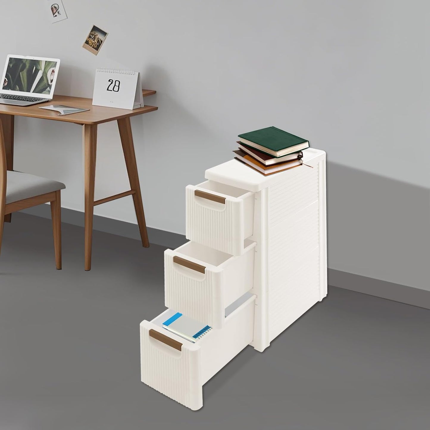 3 Drawer Slim Rolling Storage Cart, Narrow Plastic Bathroom Storage Cabinet with Wheels, Mobile Utility Organizer for Bedroom Kitchen Office