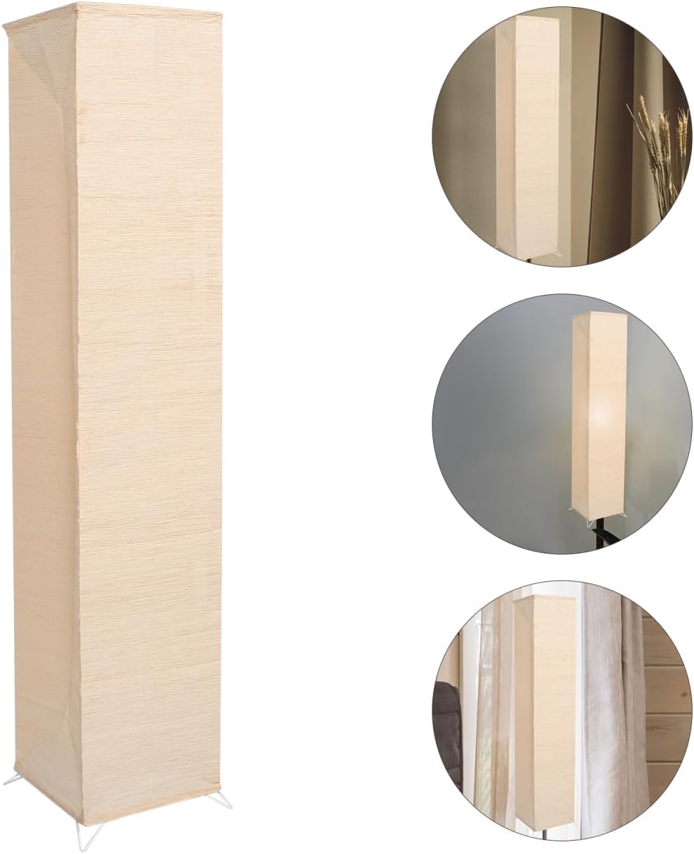 Foldable Japanese Paper Floor Lamp Shade Replacement with Soft Light for Living Room Bedroom Office - Easy Installation Modern Design 49.2X9.8X9.8In