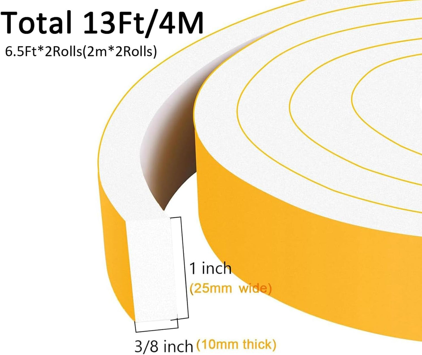 Upgraded Strong Adhesive Foam Weather Stripping Door Seal Insulation Tape for Insulating Door,Window, Air Conditioner Noise-Reduction Self Adhesive Sealing Weatherstrip (1 in x 1/2 in x 10 Ft) - Colors B