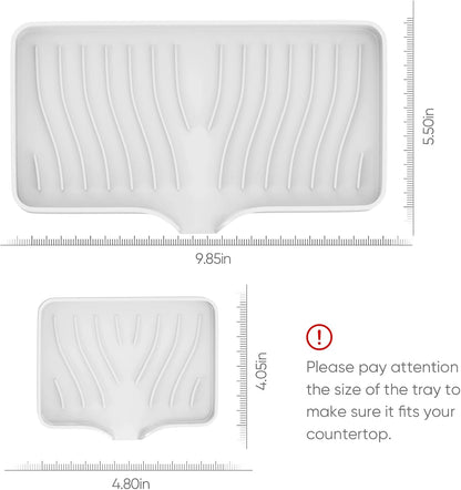 Kitchen Sink Tray,Self Draining Kitchen Soap Tray Soap Holder Silicone Sponge Holder for Kitchen Sink,Kitchen Bathroom Sink Caddy Sink Organizer for Sponge,Soap Dispenser,Dish Scrubber,Palm Brush
