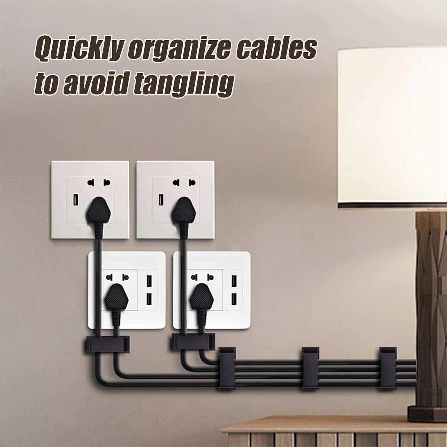40 pcs Cable Clips with Strong Self-Adhesive, Outdoor Light Clips, White Cord Wire Clips, Nylon Cord Wall Finisher Wire Clamp for Home, Car, Office Desk Wire Management (White, XL-40 PCS)