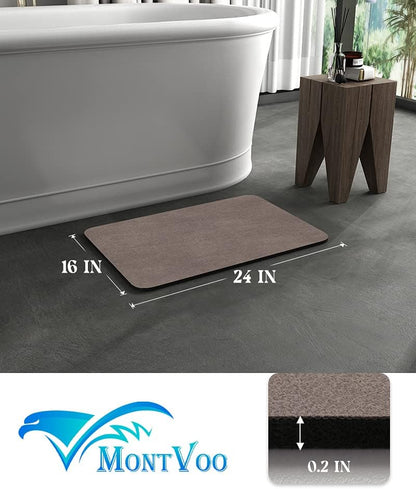MontVoo -Bath Mat-Rubber Backing Non SlipThin Bathroom Rugs Fit Under Door- Quick Dry Absorbent Faux Suede Surface Grey Bathroom Floor Mats-Shower Rug for in Front of Bathtub Shower Gray 16x24