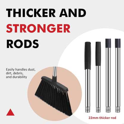 Heavy Duty Broom, 55 Inch Long Handle Outdoor Large Angle Brooms, Commercial Broom for Sweeping Indoor, for Home Garage Kitchen Office Courtyard Lobby Patio Lawn Concrete，Black