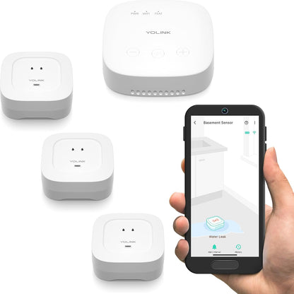 YoLink Smart Home Starter Kit: SpeakerHub & Water Leak Sensor 4 with 105dB Audio Alarm 2-Pack, SMS/Text, Email & Push Notifications, Freeze Warning, LoRa Up to 1/4 Mile Open-Air Range, w/Alexa, IFTTT