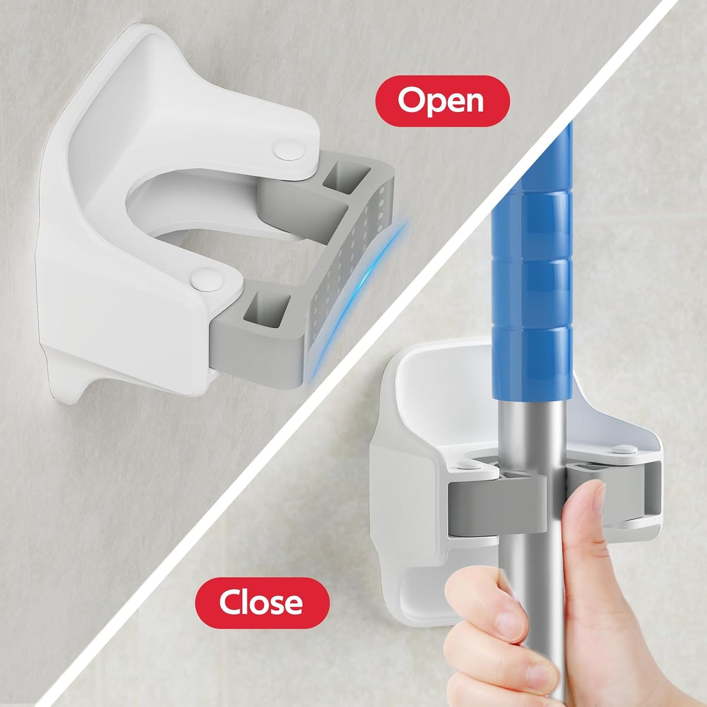 reliahom Broom Holder Wall Mount Mop Grippers organizer wall hanging, 3Pack | No Drilling Self Adhesive Easy install Anti-Slip Mop Broom Hanger Storage Rack for Kitchen,Laundry Room,Garden,Garage