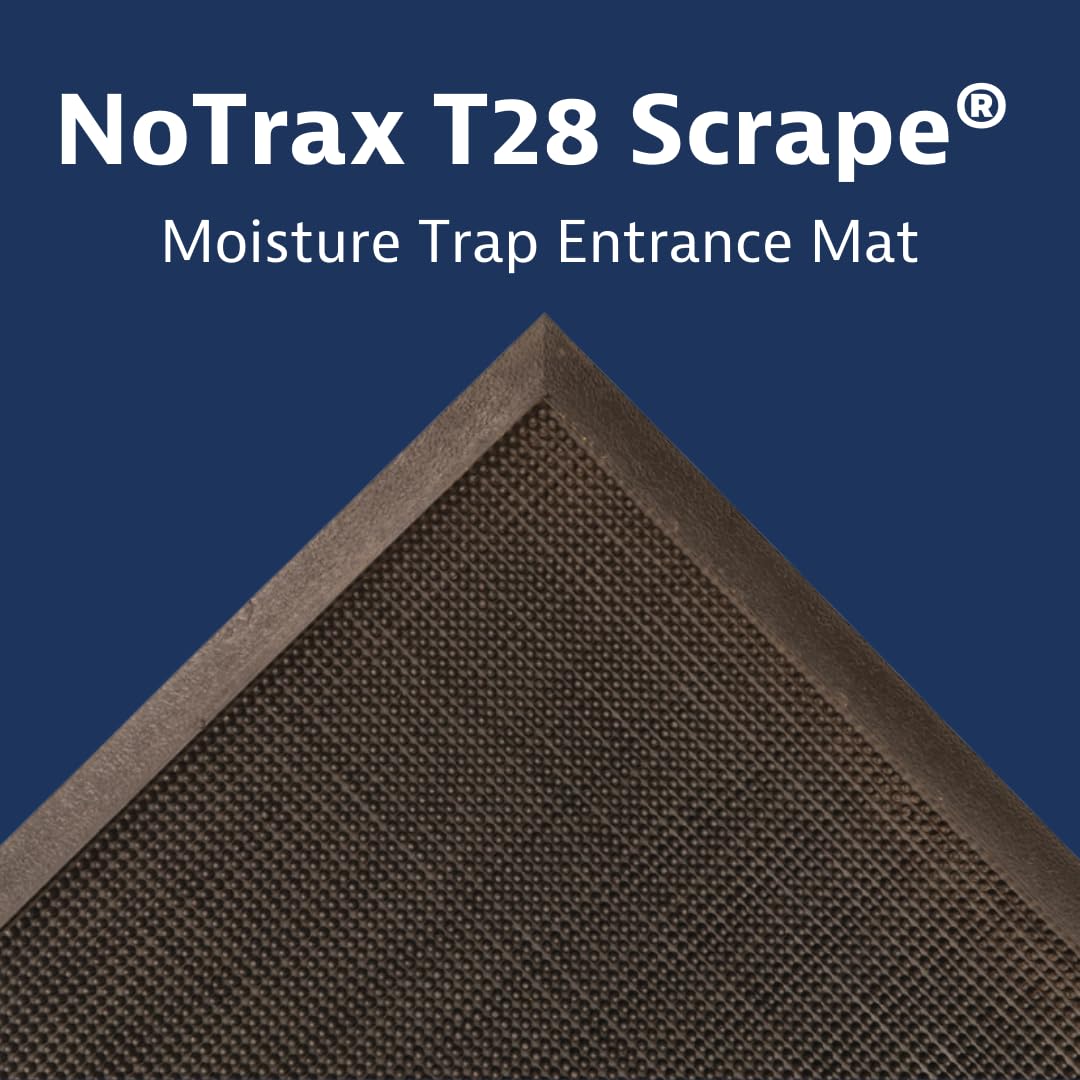 Notrax T28 Scrape® Moisture Trap Entry Scraper Mat, Outdoor Natural Rubber Doormat for Home or Business, Medium-Duty, Beveled Edges, 24" x 32", Black, T28S2432BL