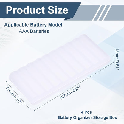 MECCANIXITY Battery Organizer Storage Box, 10 x AAA Batteries Plastic Clear Battery Storage Case Holder Garage Container Portable Organizer for Travelling, Home, Office, Garage (Pack of 2)