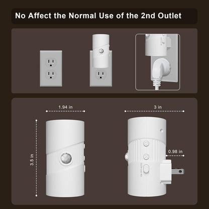 easuntec Motion Sensor Night Light, Night Lights Plug into Wall, Motion Sensor & Dusk to Dawn Sensor, 3 Light Modes, Dimmable Night Light for Bedroom Bathroom Hallway Stair (Black, 2 Pack)