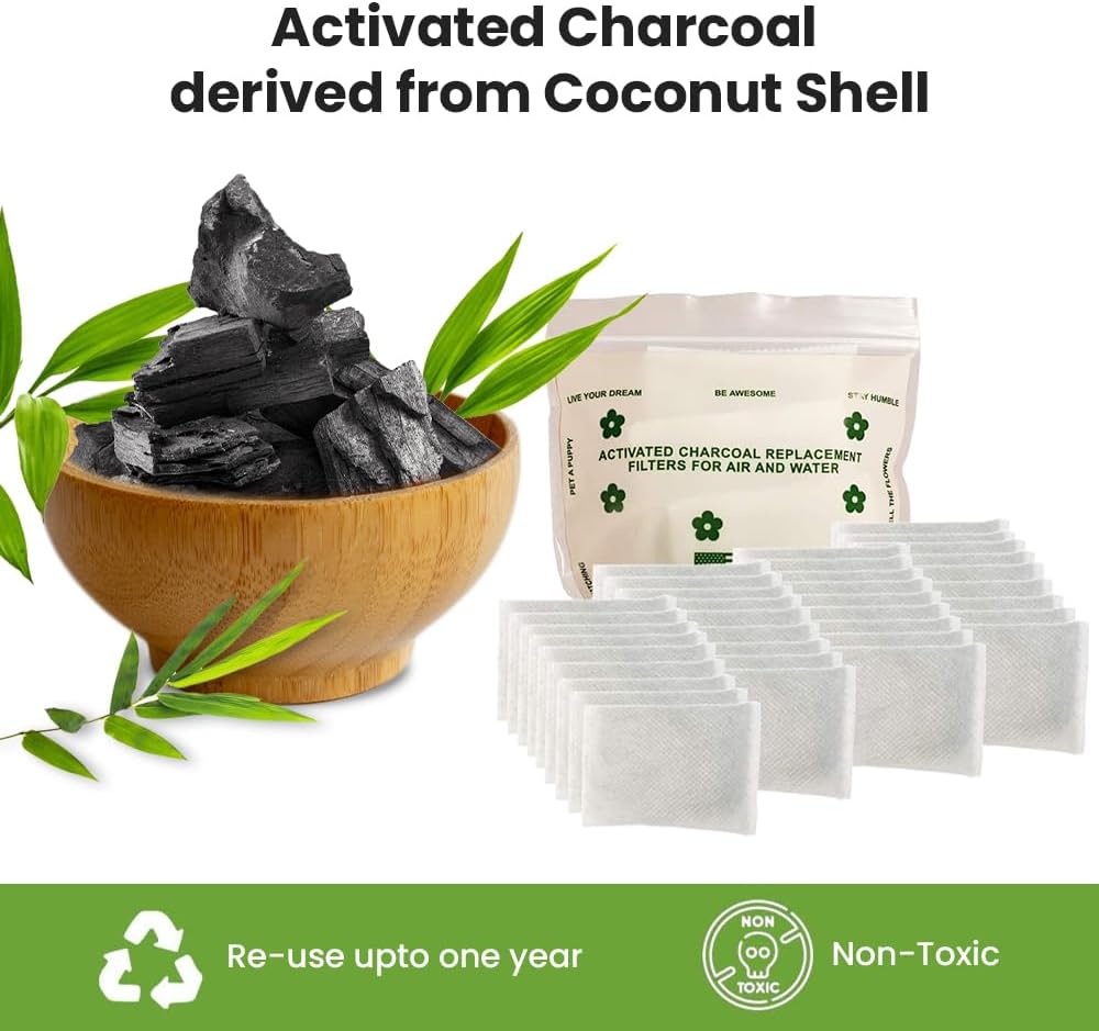 Green Piece® 24 Pack Overstuffed All-Natural Diaper Pail Deodorizer | Activated Charcoal Air Purifier Compatible with Diaper Pails, Shoe Closets, Trash Cans, Pets - Made in The USA by Green Piece