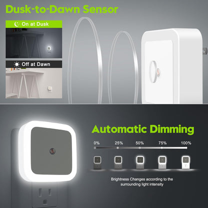 Sujeet Night Light, Night Lights Plug into Wall 4-Pack, Nightlight Plug in Night Lights, Dusk to Dawn Night Lamp Led Night Light for Bedroom, Bathroom, Hallway Warm White