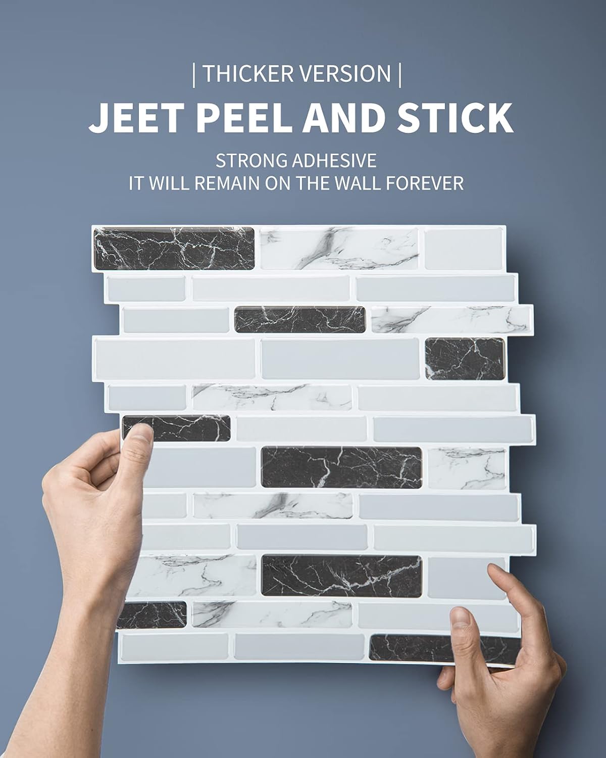 Art3d 10-Sheet Peel and Stick Kitchen Backsplash Tiles, 12"x12" Self-Adhesive Marble Grey Wall Tiles for Kitchen and Bathroom