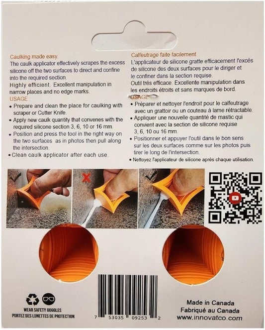 Silicone Caulking Tool,Sealant Finishing Tool,Silicone applicator effective sealing tools for Kitchen,Bathroom,Joint,4 different sections 4.6.10.16mm developed and produced by Innovatco in Canada