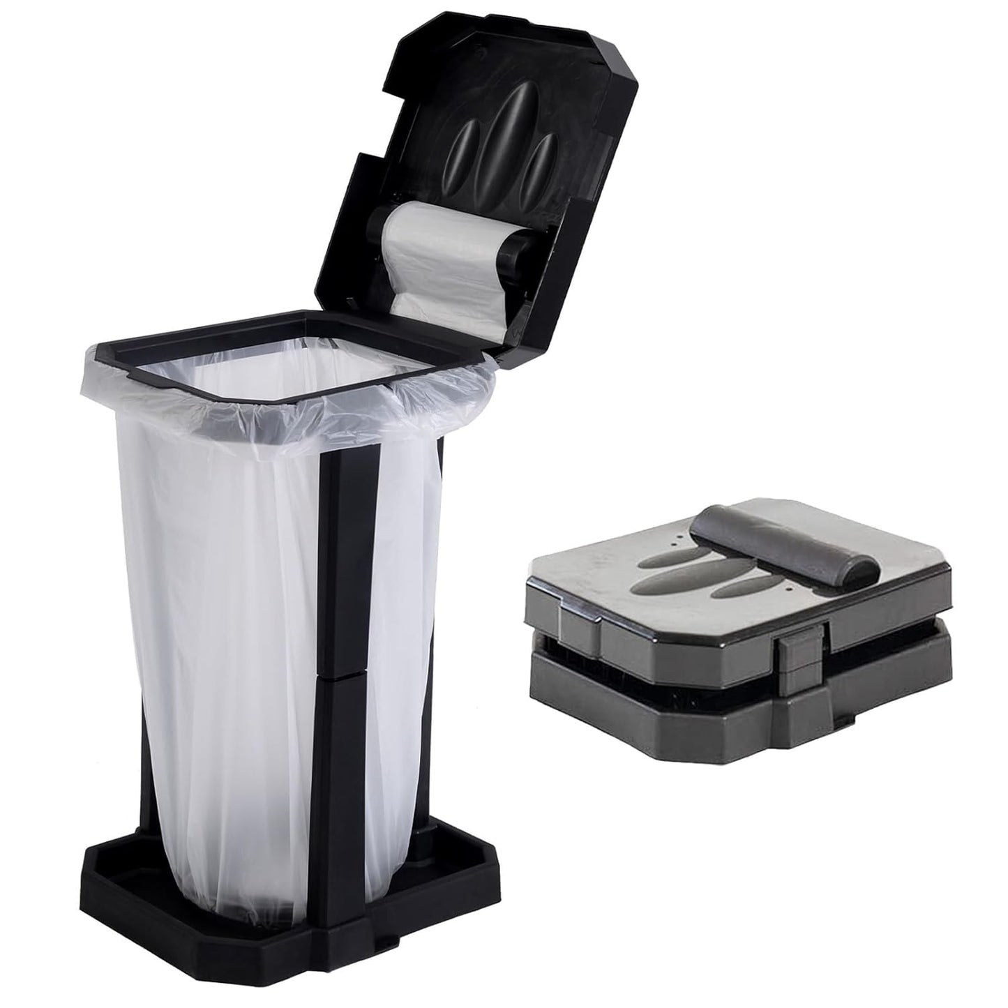 HolaKit Collapsible Trash Bag Holder with Reinforced Legs and Bonus Inner Storage Compartment, Portable Trash Can, Outdoor Waste Bin with 20 Bags Included for Camping, RV, Picnic, and Home Use