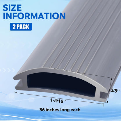 2 Pcs 36 Inch Vinyl Replacement Insert for Adjustable Height Aluminum Thresholds with Seals 1-5/16 x 3/8 Vinyl Replacement Insert for Front Under Door Weather Stripping Seal Exterior (Gray)