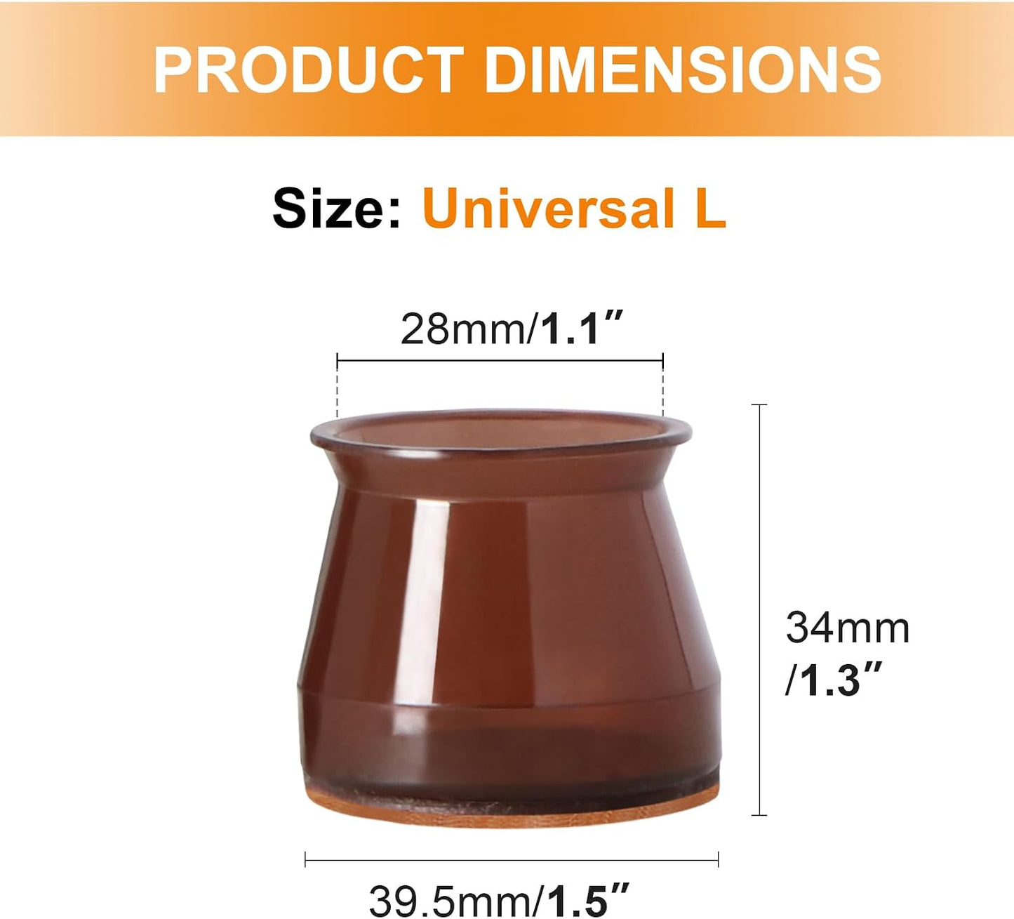 VIUME 24 Pcs Chair Leg Floor Protectors for Hardwood Floors Silicone Covers Felt Pads Furniture Leg Caps Anti-Scratch Reduce Noise Fit (1-5/16" to 2")