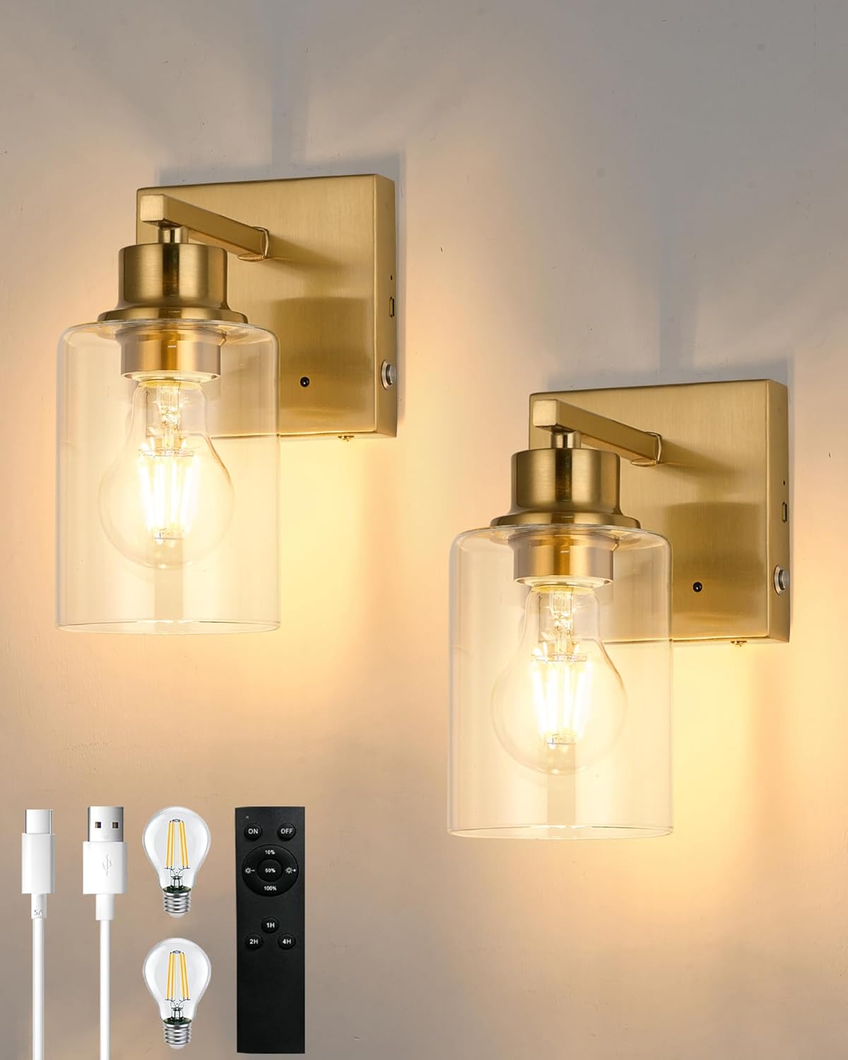 Battery Operated Wall Sconce Set of 2, Black Rechargeable Wall Lights with Timer Function, Easy Install Dimmable Wireless Wall Lamps Sconces Wall Decor for Living Room Bedroom Hallway, Emergency 3000K