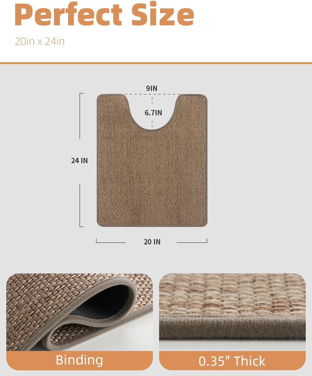 PADOOR Non-Slip Bath Mat With Rubber-Backing, Braided Absorbent Machine Washable Thin Rug for Bathroom Floor, Quick Dry, Fits Under Door, 17''x24'' Beige