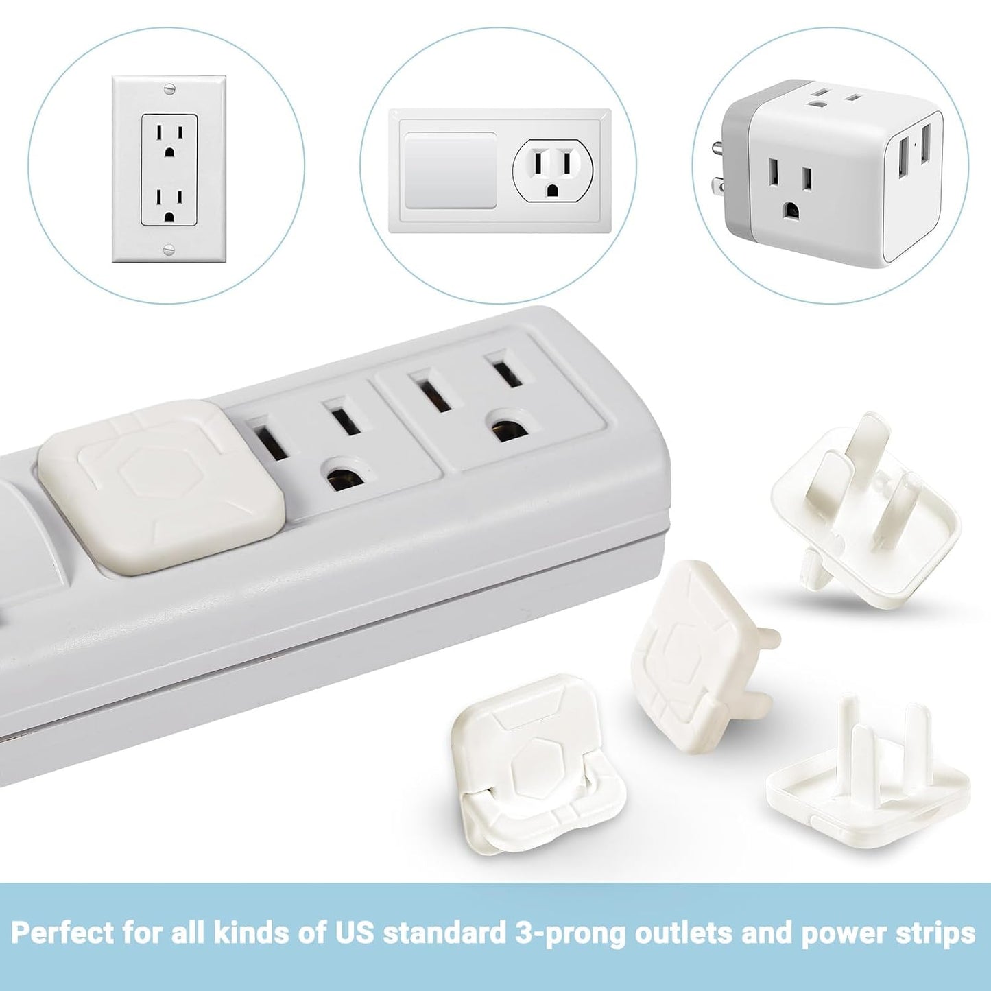 Outlet Covers Baby Proofing, 40 Pack Child Proof Plug Socket Covers Electric Plug Protectors Safety Caps to Prevent Power Shock, for US 3-Prong, White