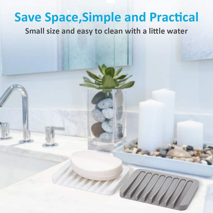4PCS Self-Draining Silicone Bar Soap Dish and Holders for Shower | Easy Clean, Can Extend Soap Life, Premium Sponge Holder for Sink, Kitchen, Bathroom, or Counter, Soap Tray for Shower