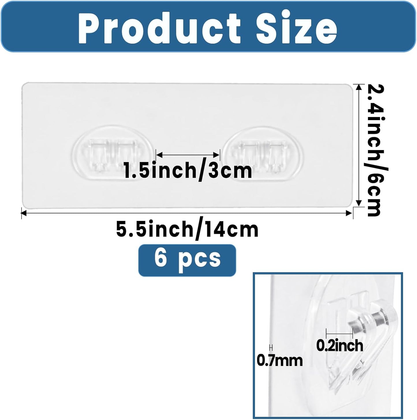 18 Pack Shower Caddy Adhesive Replacement, Shower Shelf Strong Adhesive Hooks, No Drilling, Transparent WaterProof Strips for Bathroom Shelves & Kitchen Racks