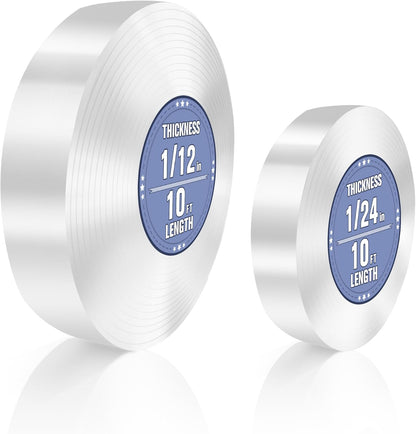 Double Sided Tape Heavy Duty, Clear Nano Tape, 0.8'' x 120'' Two Sided Mounting Adhesive for Walls Posters Carpet, Removable Space Gel Strip, 1/24" Thick