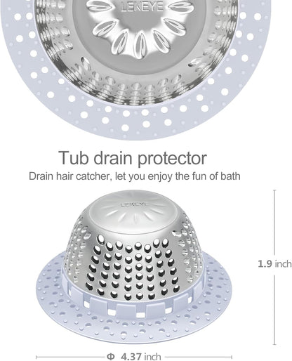 LEKEYE Drain Hair Catcher/Bathtub Drain Cover/Drain Protector for Pop-Up & Regular Drains(Patented Product)