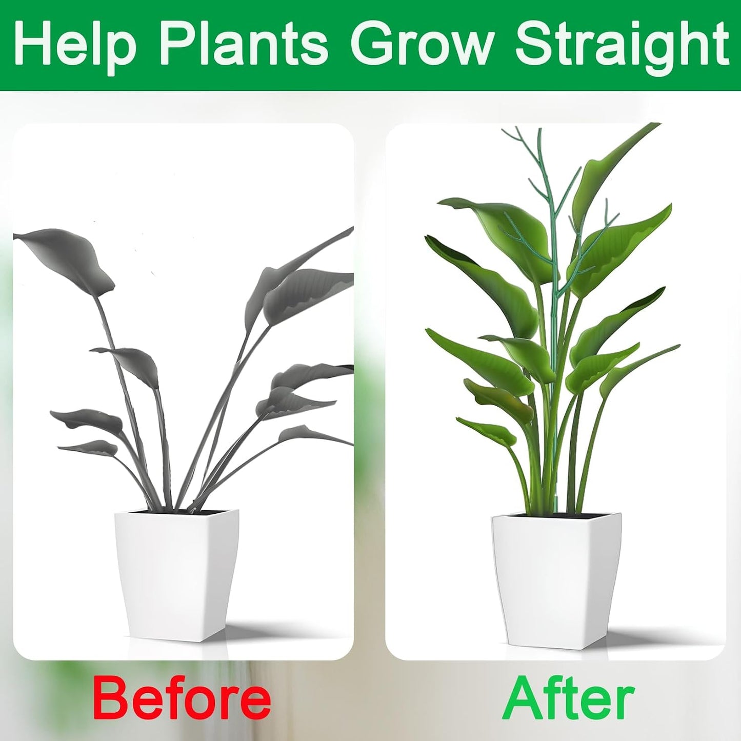 Orgrimmar 10 Pack Monstera Plant Support Stakes Adjustable Length with Green Ties for Indoor Outdoor Climbing Plants