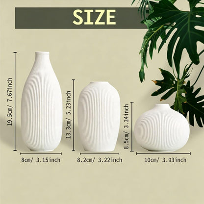 Ceramic Vase Set of 3 - Small Modern Minimalist Ceramic Bud Vases for Home Decor - Boho Aesthetic Flower Vases for Desk, Shelf & Table, Mantle, Bookshelf (Cute & Versatile) (Neutral Mix)