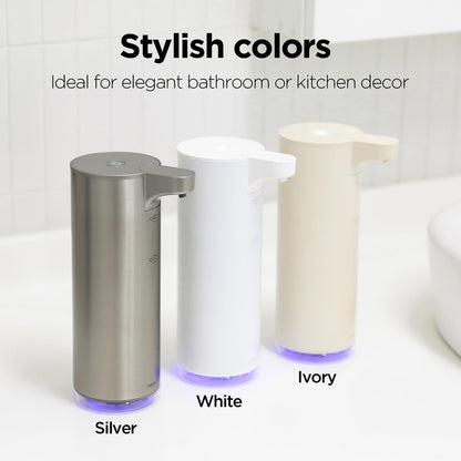 Mooas Automatic Foaming Soap Dispenser - Pure & Clean, Stainless Metal Rechargeable Electric Sensor, Touchless Dish Soap Dispenser for Kitchen & Bathroom, Commercial 9.4oz (Ivory)