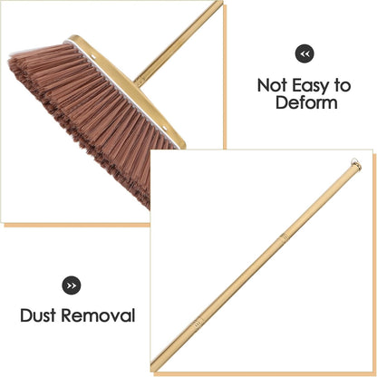 BESPORTBLE Heavy Duty Detachable Stainless Steel Broom with Thickened Handle for Indoor and Outdoor Floor Cleaning, Commercial Restaurant Sweeper for Kitchen, Patio, and Yard Use