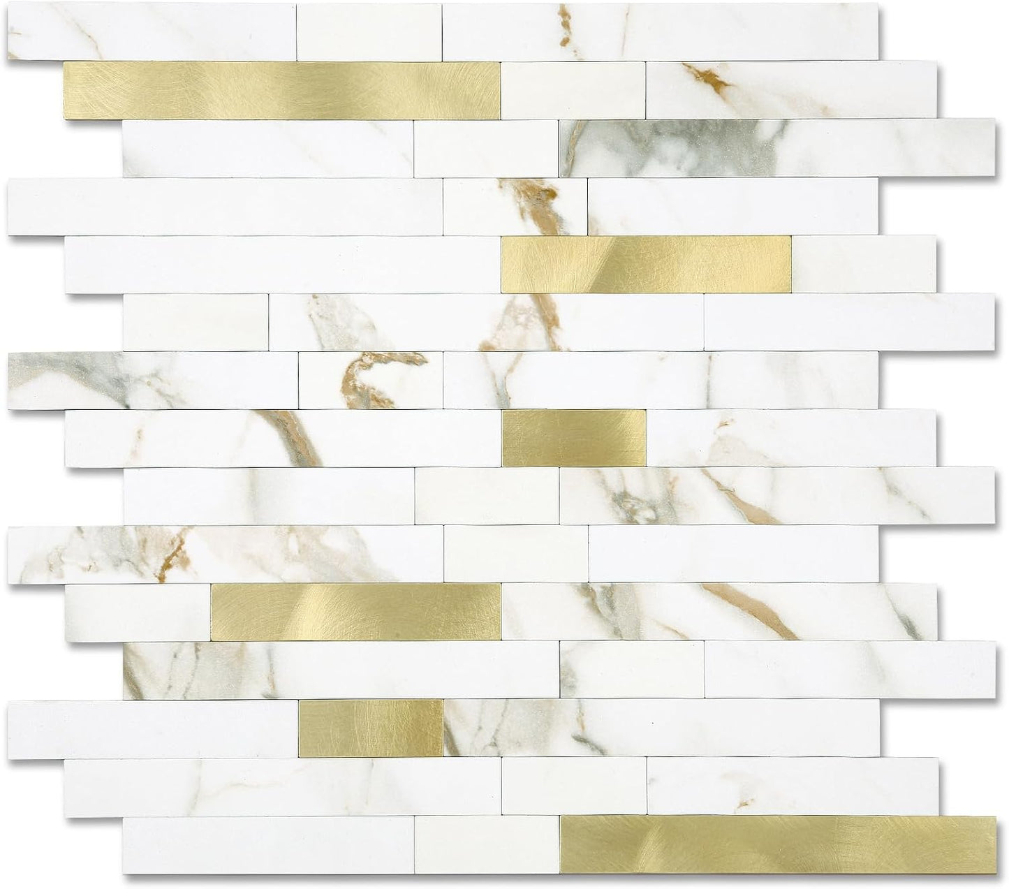 Yipscazo 2026 New Upgrade 11.34" X 11.57" Peel and Stick Backsplash, Stick on Backsplash Tiles for Kitchen, Bathroom, Fireplace (10 Sheets, Beige Rocks + Rose Gold)