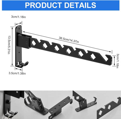 1Pcs Wall Mounted Clothes Drying Rack Aluminum Alloy Laundry Drying Rack with Screws 180°Adjustable Clothes Drying Hanger Rust Resistant Clothes Drying Organizer Rack for Home Dorm
