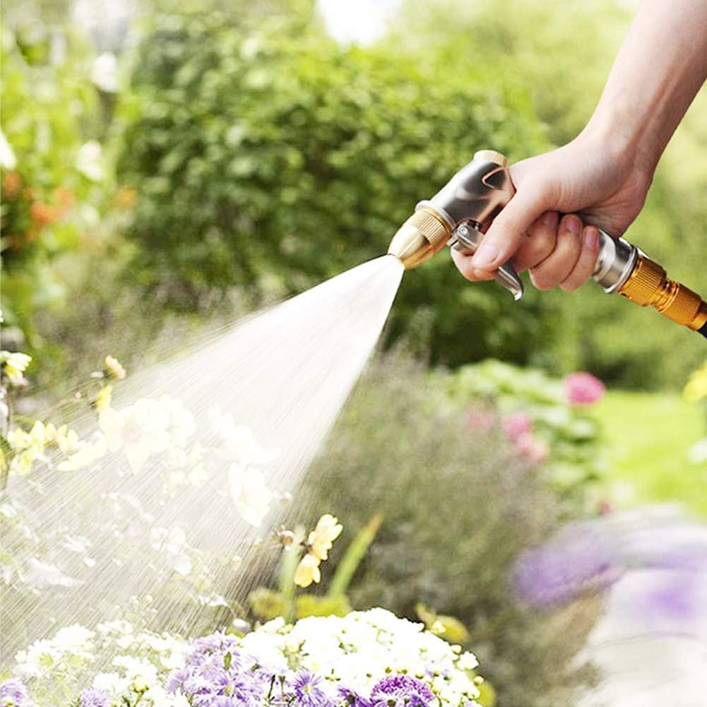 FANHAO Garden Hose Nozzle Heavy Duty Metal Spray Nozzle with Thumb Control, High Pressure Water Nozzle with 8 Adjustable Spray Patterns for Watering Plants, Washing Cars and Showering Pets