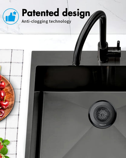WOKDADA Upgraded Sink Drain Strainer, Patented Reversible Chain Mail Mesh | Anti-Slip Ring, Fast Drainage, Reversible Flip Clean, Rust-Proof, Universal 4.4-Inch, Large Capacity, Garbage Disposal Fit