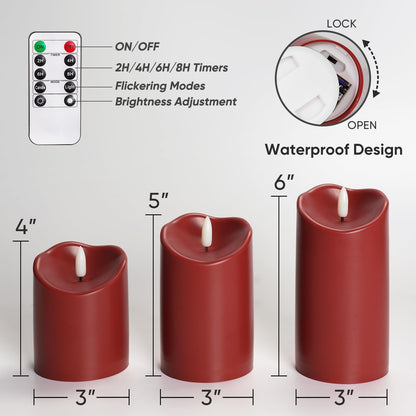 Homemory Black Flameless Candles, Halloween Candles Battery Operated with Remote and Timer, Flickering LED Pillar Candle for Theme Party, Holiday Decor, Set of 3