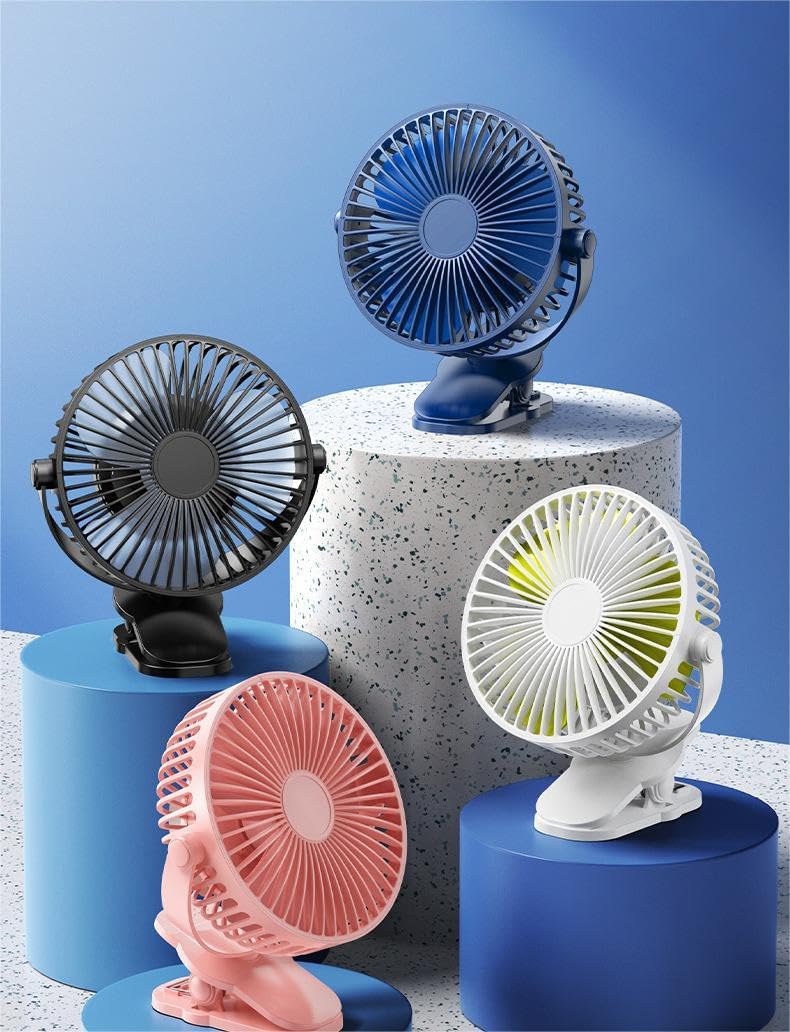 Compact USB Rechargeable Clip on Fan, 6 Inches Portable Personal Fan for Outdoors, Car Seat, Gym - Black