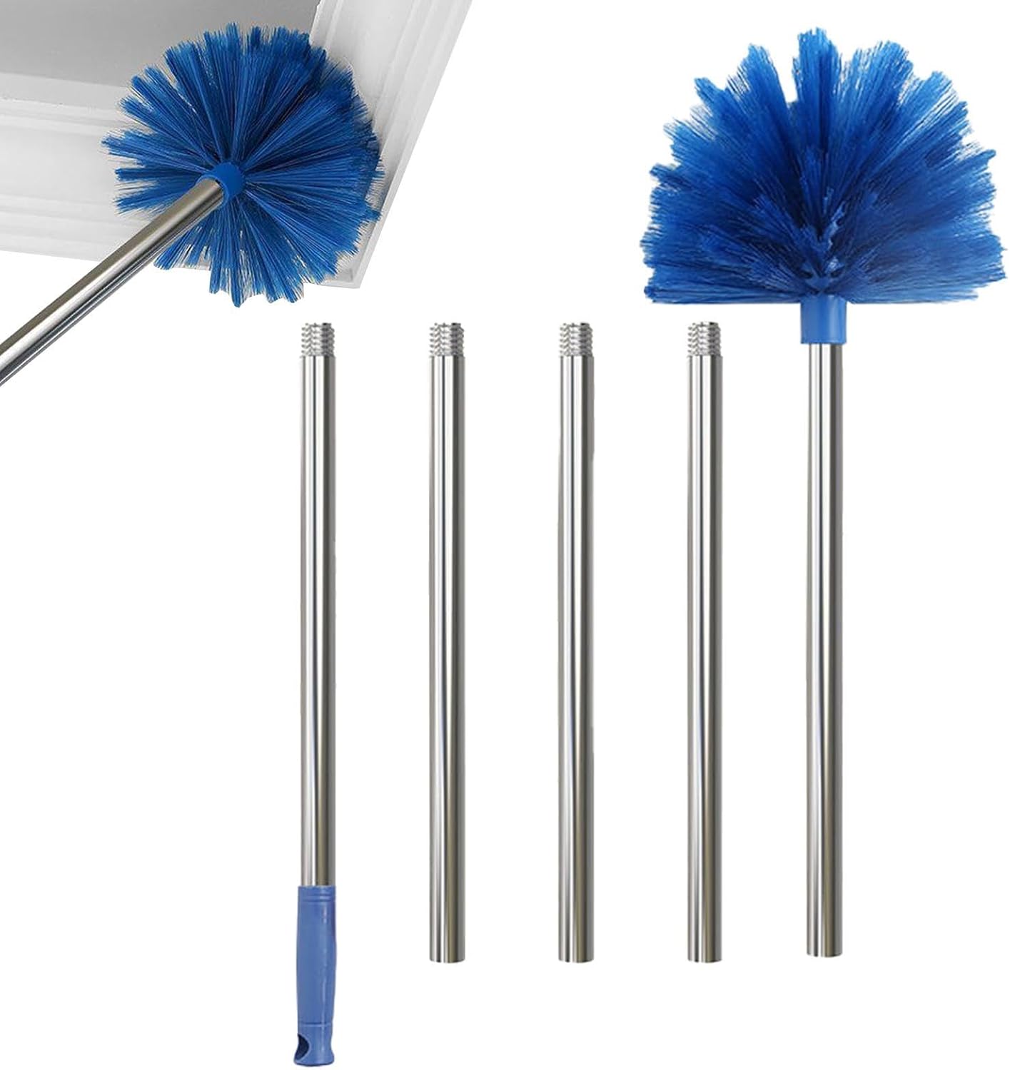 Extendable Ceiling Duster – Heavy-Duty Cobweb Brush with Telescoping Pole, Easy Reach for High Ceilings, Car Interiors, and Window Cleaning | Ideal for Home, Office, and Industrial Maintenance Tasks