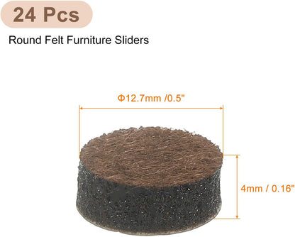 uxcell Furniture Pads, 24Pcs 1.25" - Round Self Adhesive Felt Furniture Pads, Floor Protectors for Furniture Feet Chairs Legs Hardwood Floors (Brown)