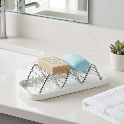 2 pcs Shampoo Bar Holder, Self Draining Soap Dish, Bar Soap Holder for Shower, Kitsch Shampoo Bar Holder, Soap Holder with Drainage Basin, 2-Piece Bathroom Organizer Set