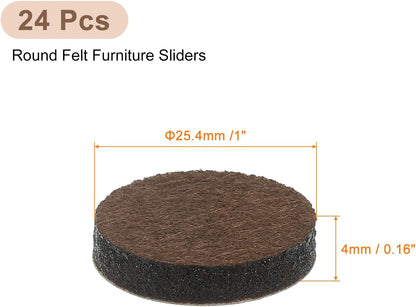 uxcell Furniture Pads, 24Pcs 1.25" - Round Self Adhesive Felt Furniture Pads, Floor Protectors for Furniture Feet Chairs Legs Hardwood Floors (Brown)