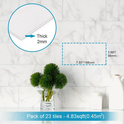 BeNice Peel and Stick Backsplash Large Bathroom Subway Tiles,Kitchen Shower Wall Stickers Waterproof(23Tiles) Gray White