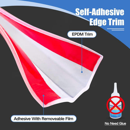 Clear Rubber Edge Trim, Self-Adhesive Silicone Edge Trim, Edge Protector for Sheet Metal, Glasses or Flexi Glasses, Silicone Rubber Material, Transparent Color, Fit 1/4"(6mm), U Channel Edge Guard