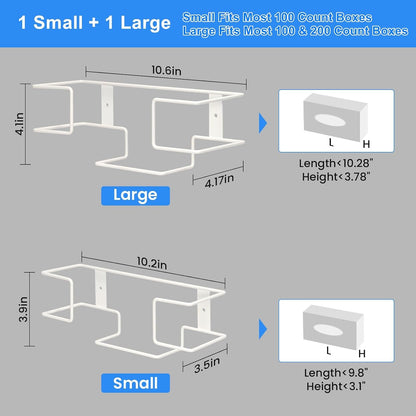 THYGIFTREE Glove Box Holder Wall Mount, Metal Dispenser Rack for Standard 100 Count Disposable Nitrile, Latex & Vinyl Glove Boxes, for Kitchen, Bathroom, Garage, White